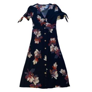 Black Floral Tie Sleeve Maxi Dress